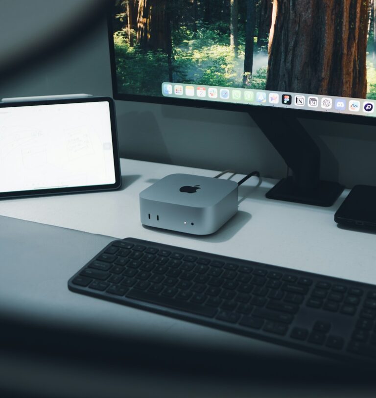 A desktop computer sitting on top of a white desk